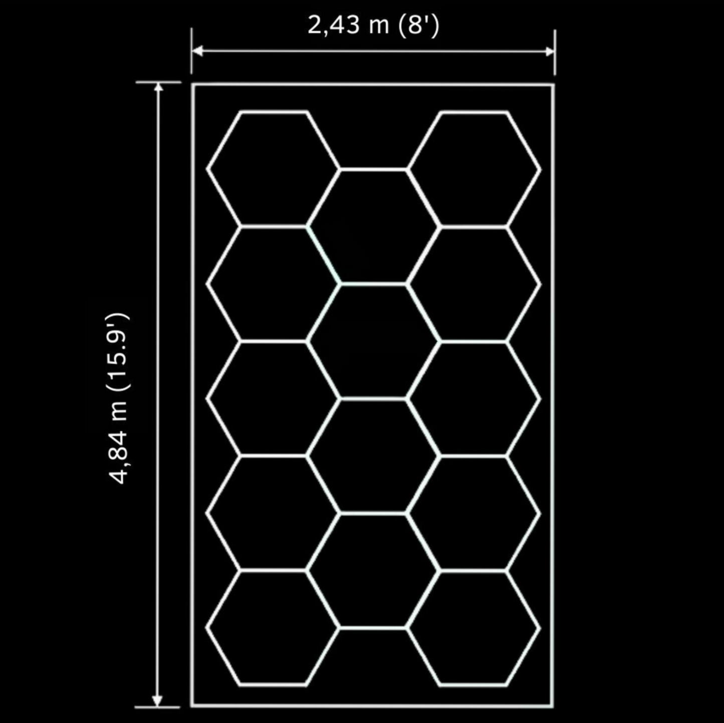 LUMIÈRES LED HEXAGONALES 16' X 8'